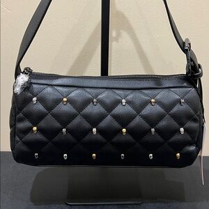 Betsey Johnson | Quilted Black Bag w/ Iconic Skulls and Adjustable Buckle Strap